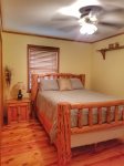 Toccoa river cabin rentals-lower level living area with futon and full bath
